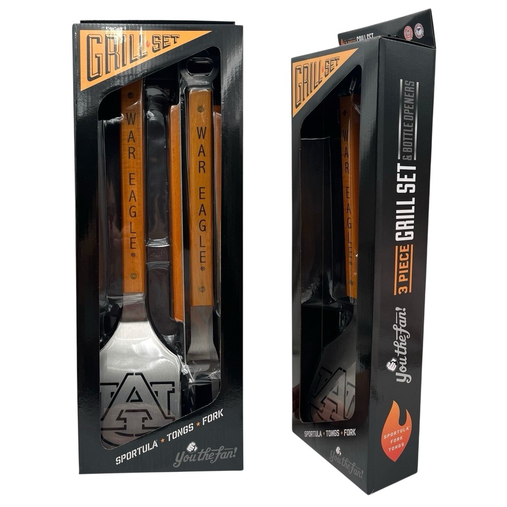YouTheFan NCAA Auburn Tigers Classic Series 3-Piece BBQ Set Stainless Steel